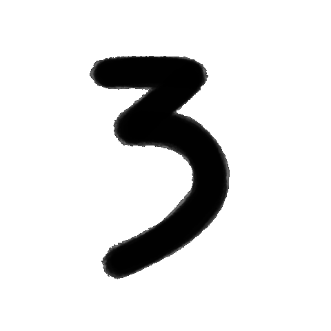 animated gif cycling through sketches of the numeral 3